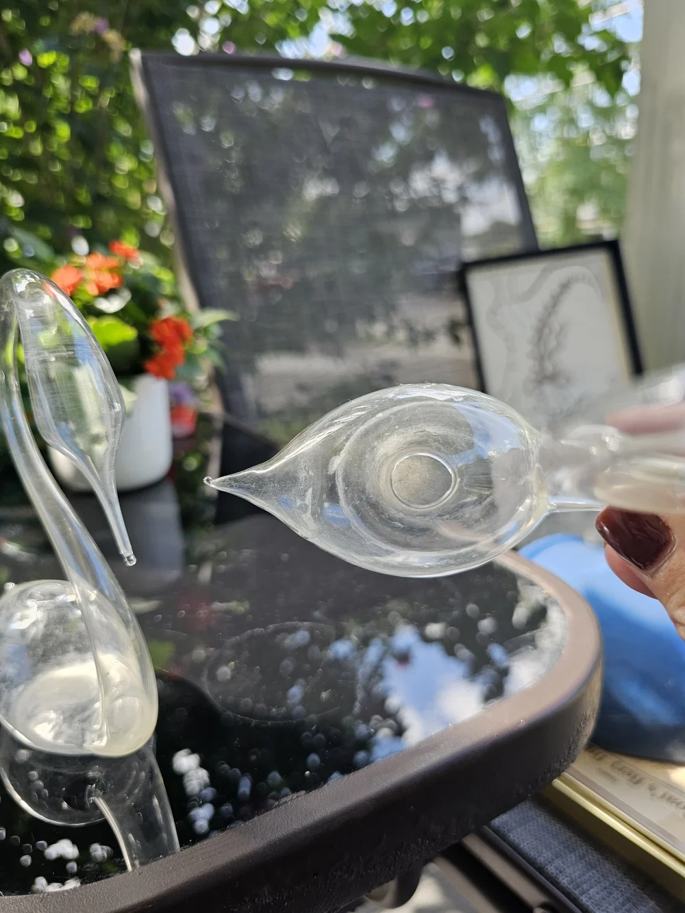 Vintage Hand Blown Glass Swan Vases - Pair of 2 Clear Propagation Bud Vases